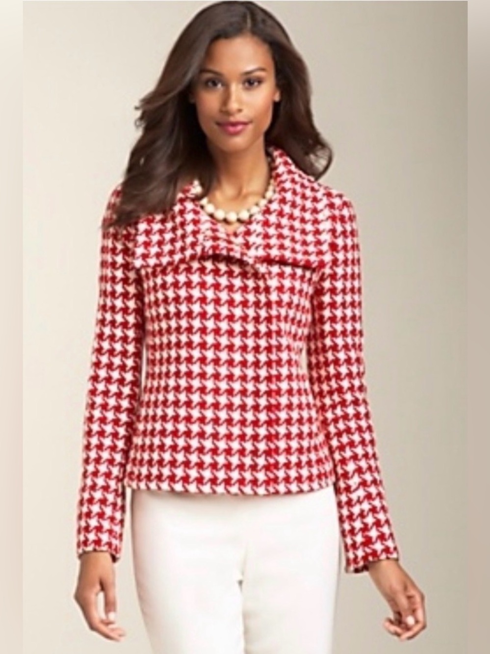 Talbots Houndstooth Blazer Jacket Sz 2 Petite Wool blend EUC